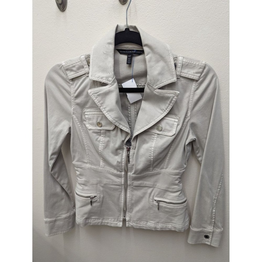 White House Black Market Military Zip Jacket Taupe 00P